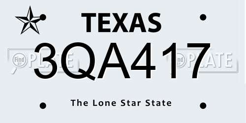 3QA417 Texas License Plate