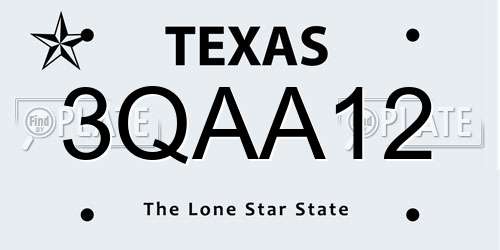 3QAA12 Texas License Plate