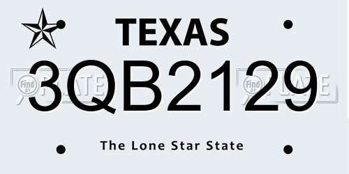 3QB2129 Texas License Plate