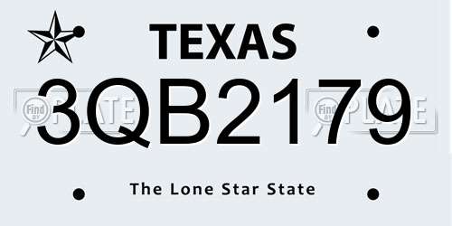 3QB2179 Texas License Plate