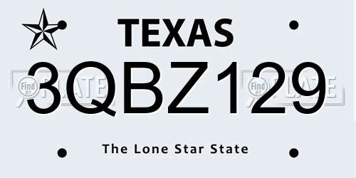 3QBZ129 Texas License Plate