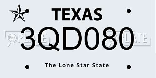 3QD080 Texas License Plate