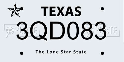 3QD083 Texas License Plate
