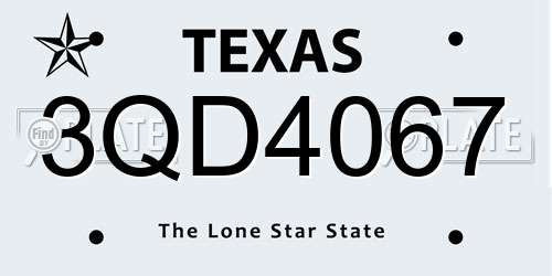 3QD4067 Texas License Plate