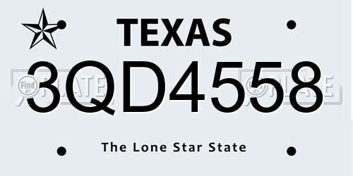 3QD4558 Texas License Plate