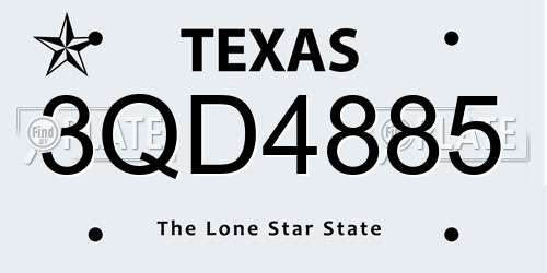 3QD4885 Texas License Plate