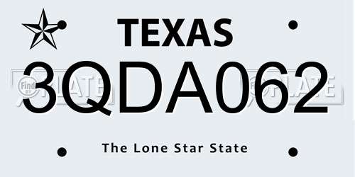 3QDA062 Texas License Plate