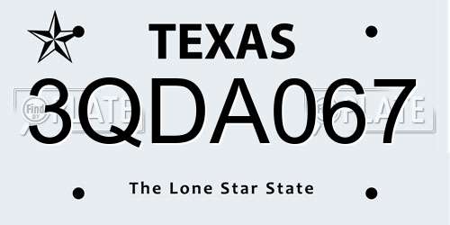 3QDA067 Texas License Plate