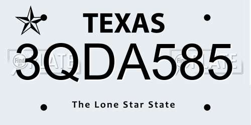 3QDA585 Texas License Plate