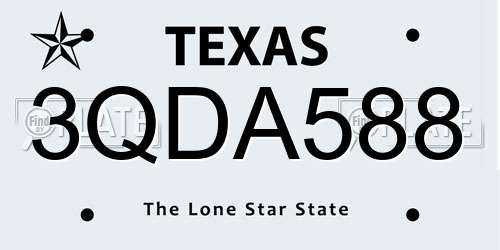 3QDA588 Texas License Plate