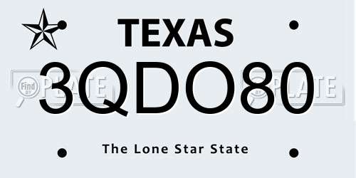 3QDO80 Texas License Plate