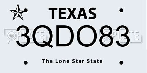 3QDO83 Texas License Plate
