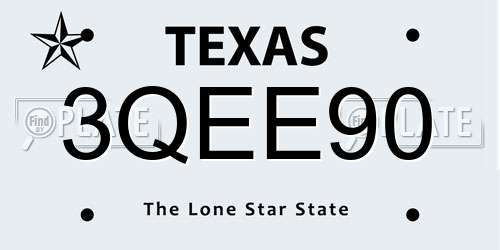 3QEE90 Texas License Plate