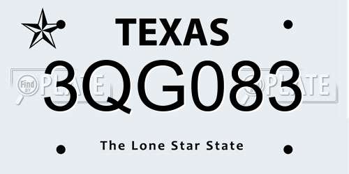 3QG083 Texas License Plate