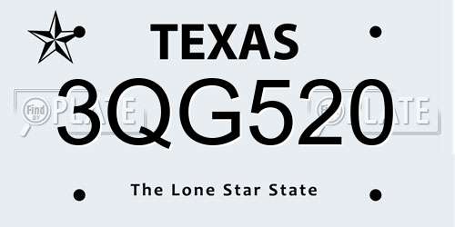 3QG520 Texas License Plate
