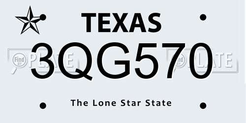 3QG570 Texas License Plate