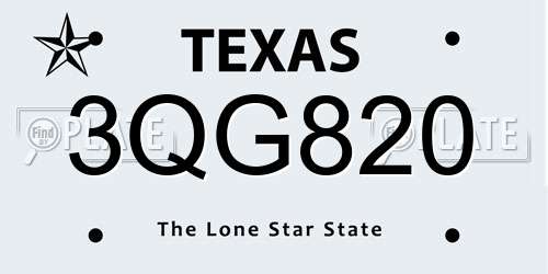 3QG820 Texas License Plate