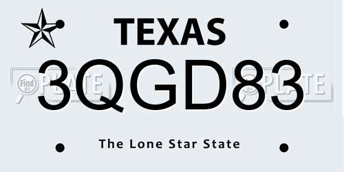 3QGD83 Texas License Plate