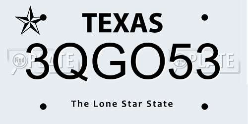 3QGO53 Texas License Plate