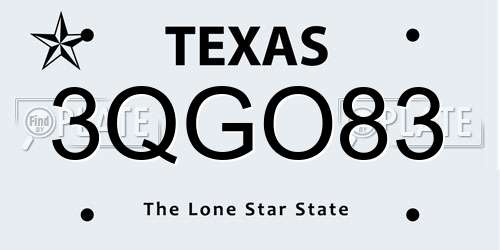 3QGO83 Texas License Plate