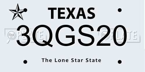 3QGS20 Texas License Plate