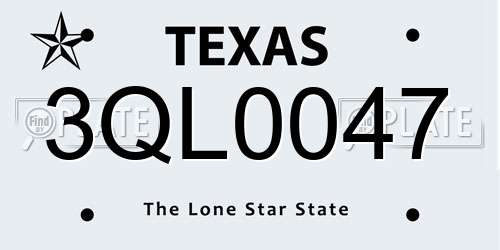 3QL0047 Texas License Plate