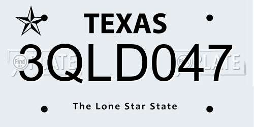 3QLD047 Texas License Plate