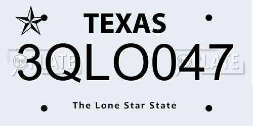 3QLO047 Texas License Plate