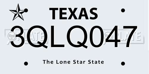 3QLQ047 Texas License Plate