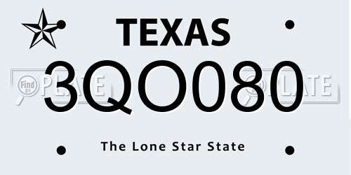 3QO080 Texas License Plate