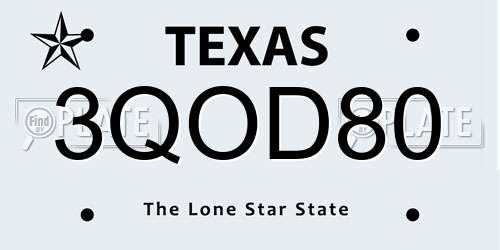 3QOD80 Texas License Plate