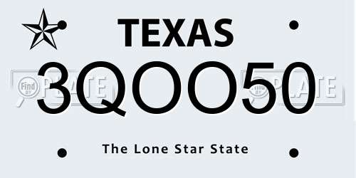 3QOO50 Texas License Plate