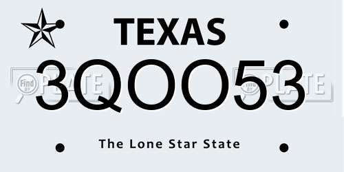 3QOO53 Texas License Plate