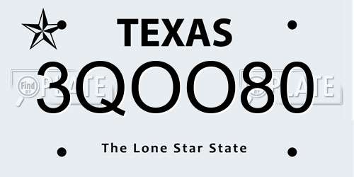 3QOO80 Texas License Plate