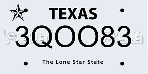 3QOO83 Texas License Plate