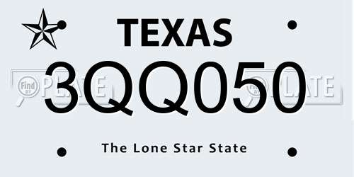 3QQ050 Texas License Plate
