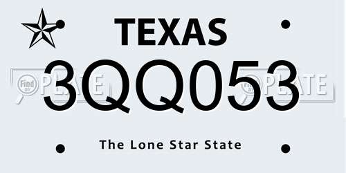 3QQ053 Texas License Plate