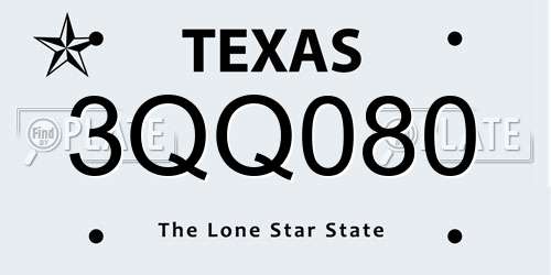 3QQ080 Texas License Plate