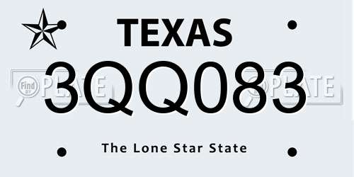 3QQ083 Texas License Plate