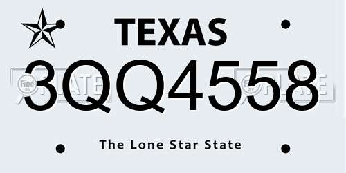 3QQ4558 Texas License Plate