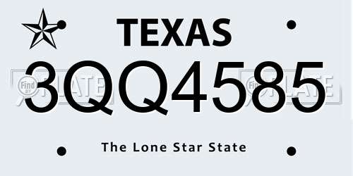 3QQ4585 Texas License Plate