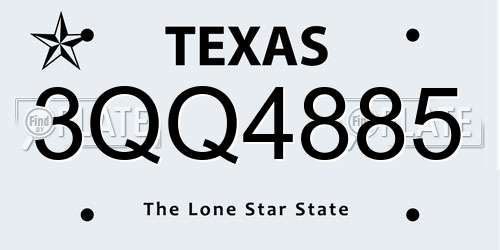 3QQ4885 Texas License Plate