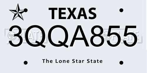 3QQA855 Texas License Plate