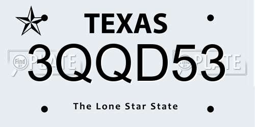 3QQD53 Texas License Plate