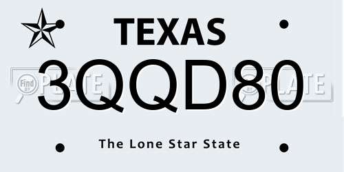 3QQD80 Texas License Plate