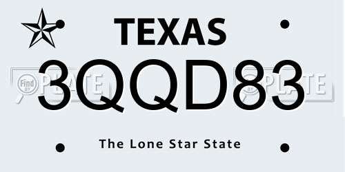 3QQD83 Texas License Plate