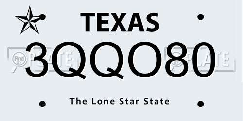 3QQO80 Texas License Plate