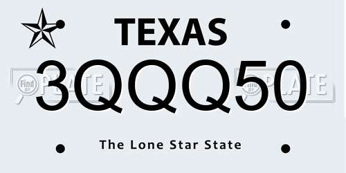 3QQQ50 Texas License Plate