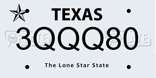 3QQQ80 Texas License Plate