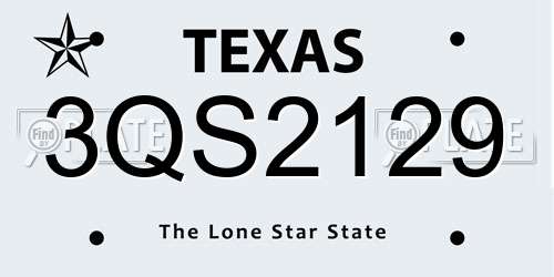 3QS2129 Texas License Plate